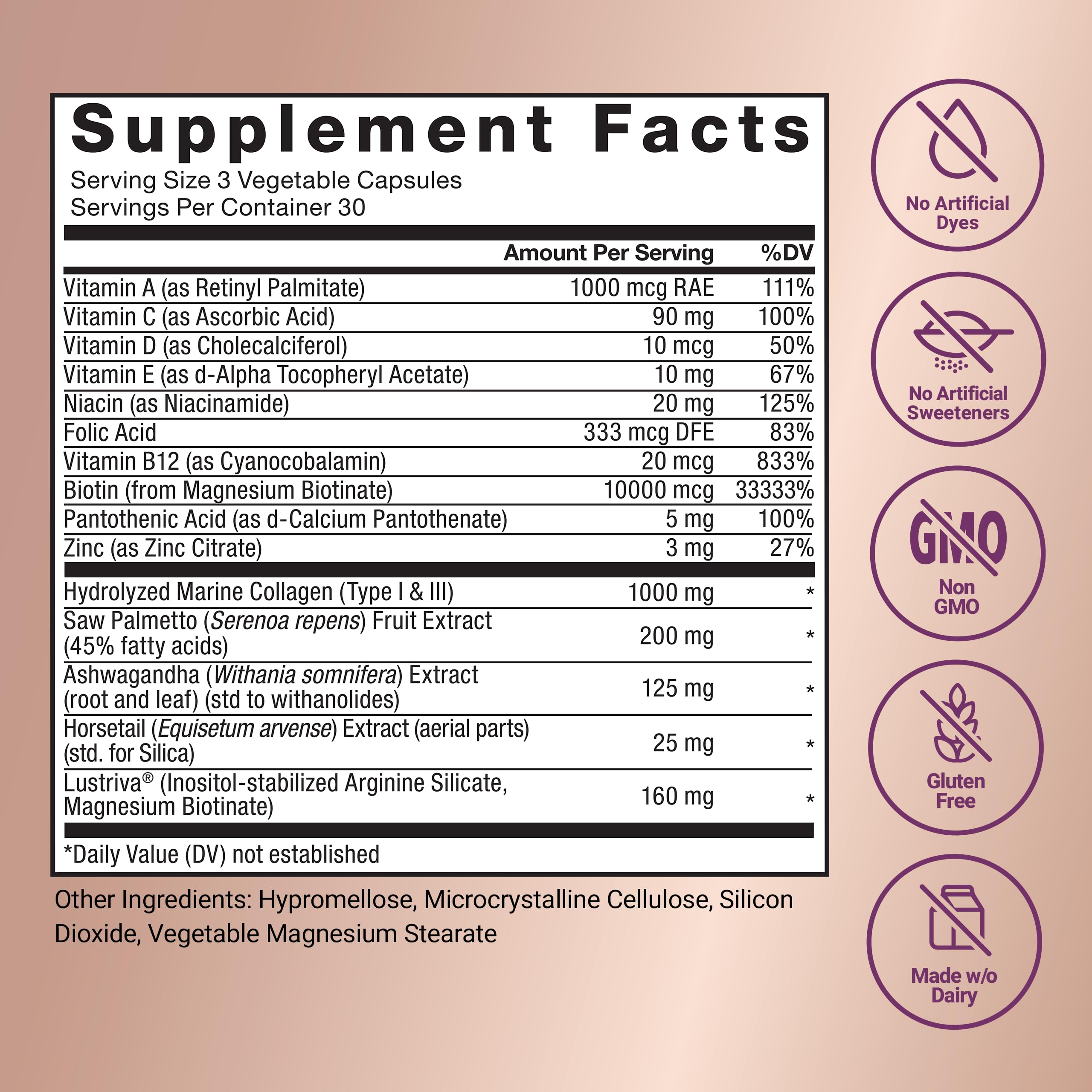 Force Factor etiqueta nutricional detallada con ingredientes y dosis