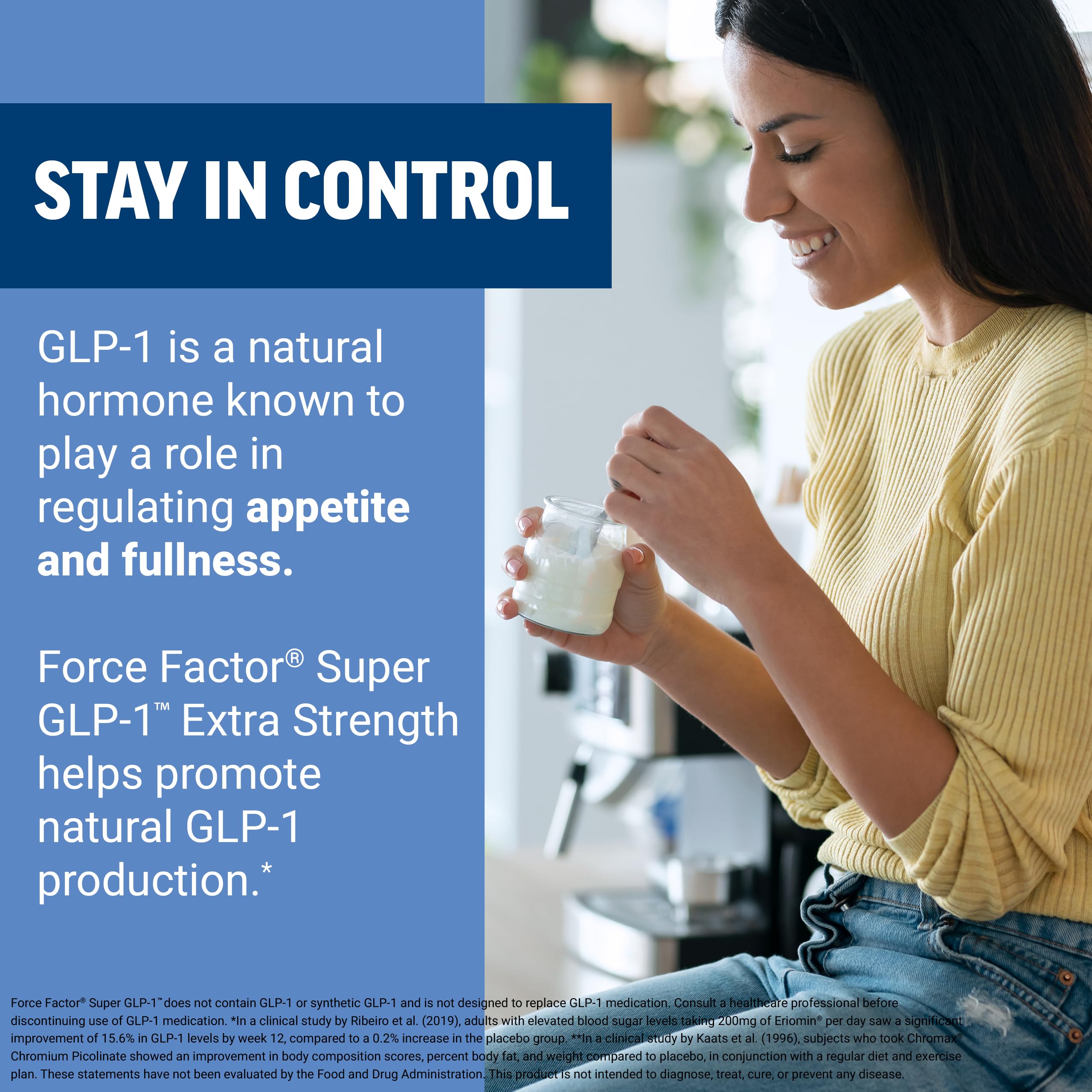 Etiqueta Force Factor con listado de ingredientes clave y dosificación clara.