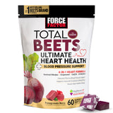 Force Factor frasco delantero Total Beets mostrando marca y cantidad, conveniente para llevar