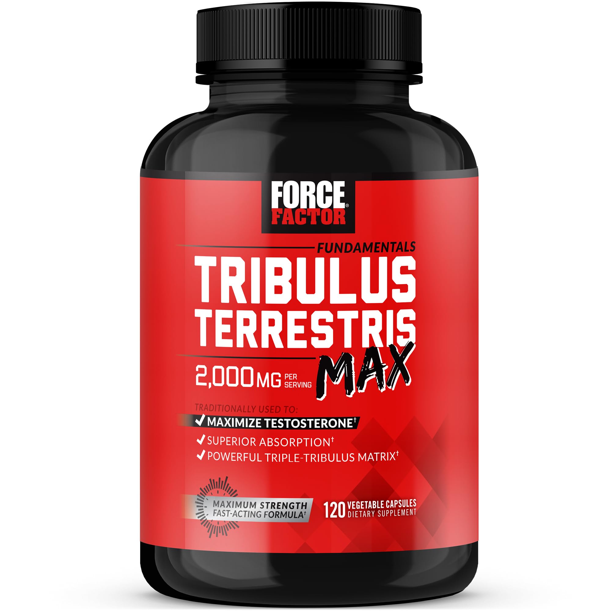 Force Factor frasco frontal con etiqueta visible y dosis clara
