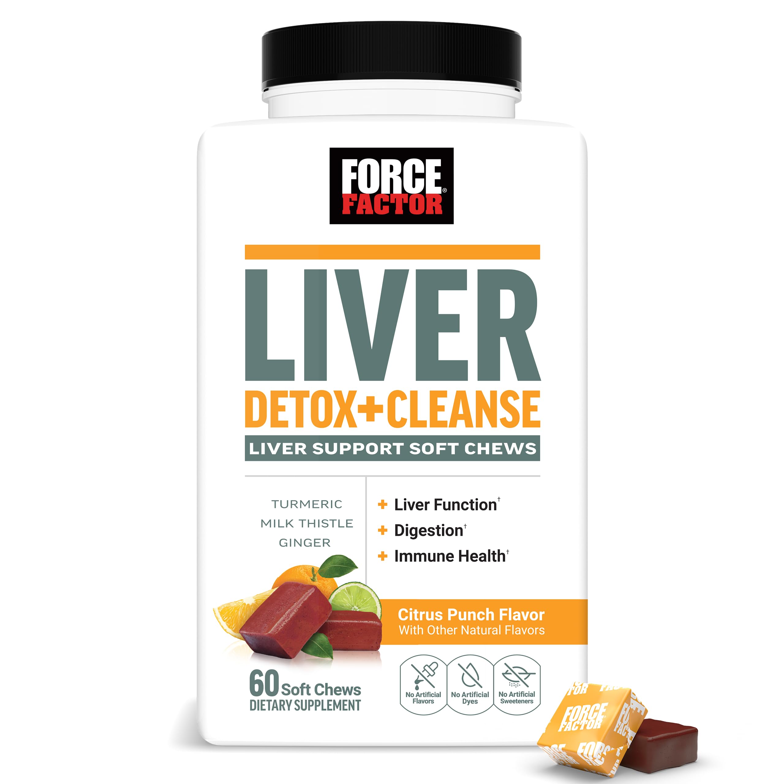 Force Factor frente del envase mostrando diseño y sabor Citrus Punch, conveniencia diaria