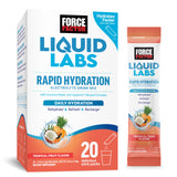 Force Factor empaque frontal Tropical Fruit mostrando 20 sobres, portátil y práctico