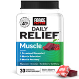 Force Factor envase frontal mostrando 30 gominolas y sabor Berry Cherry para recuperación