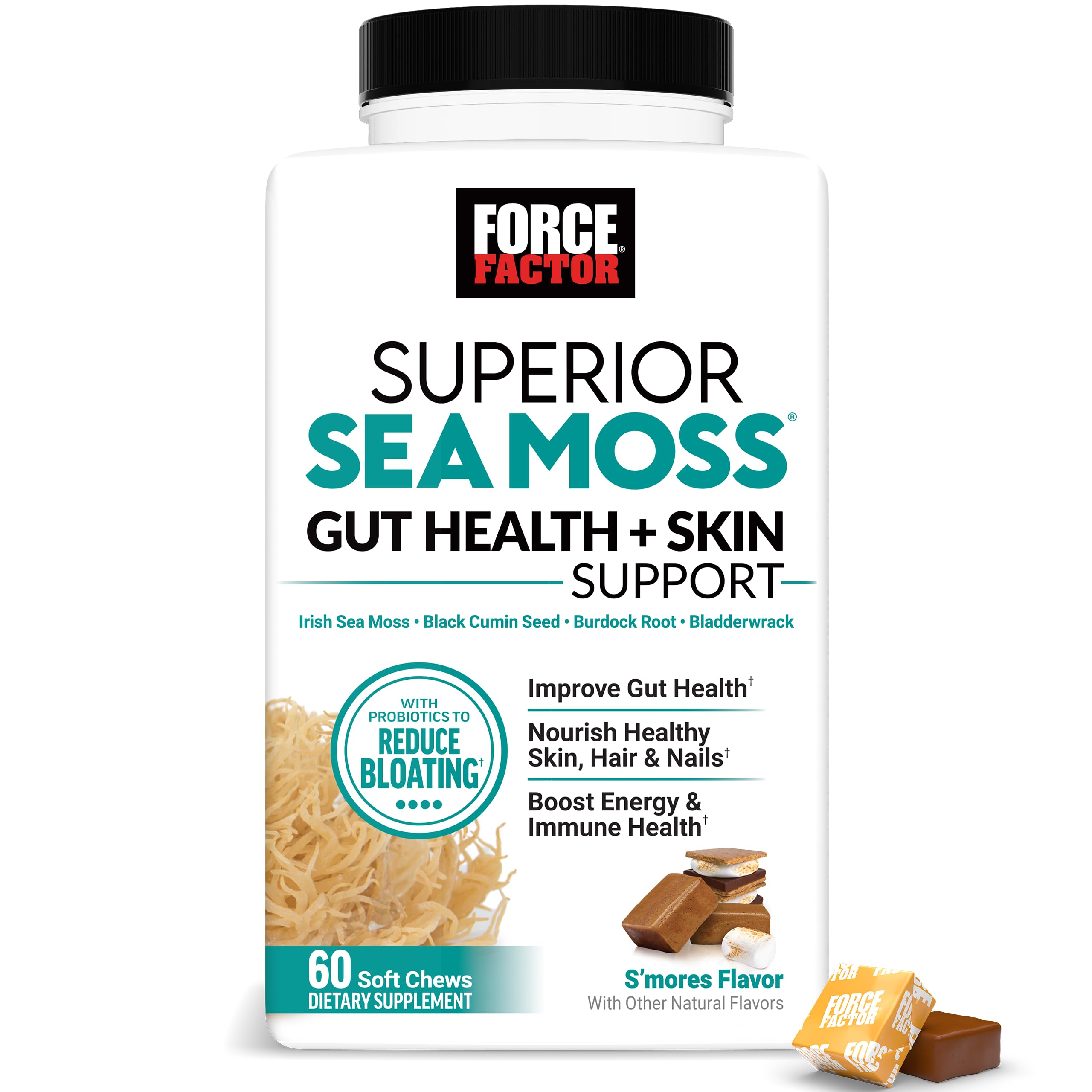 Force Factor portada del envase mostrando beneficios y sabor S’mores