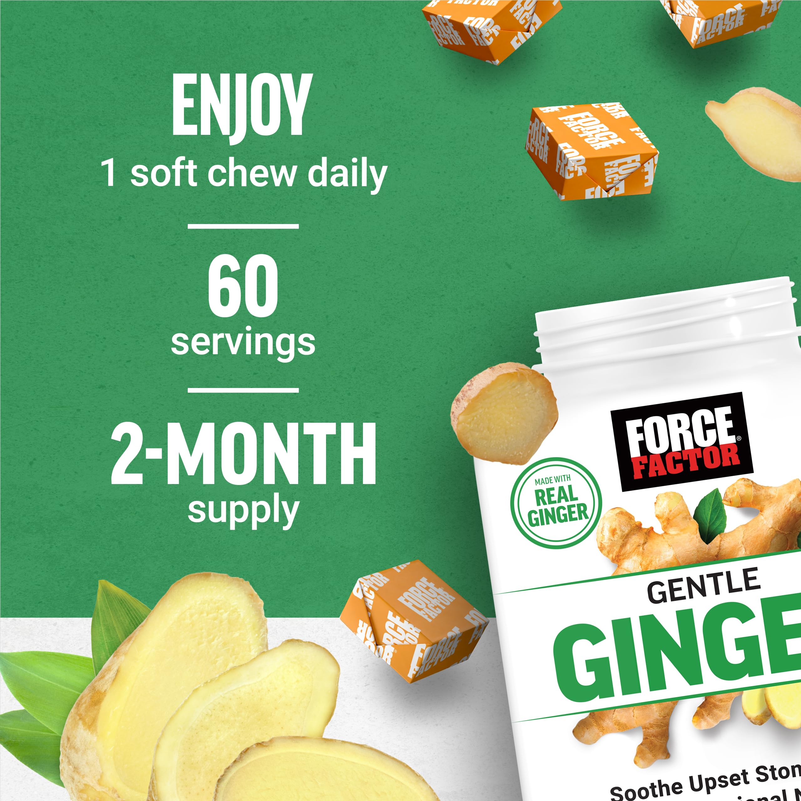 Force Factor gomitas en mano para comparación de tamaño y dosificación clara