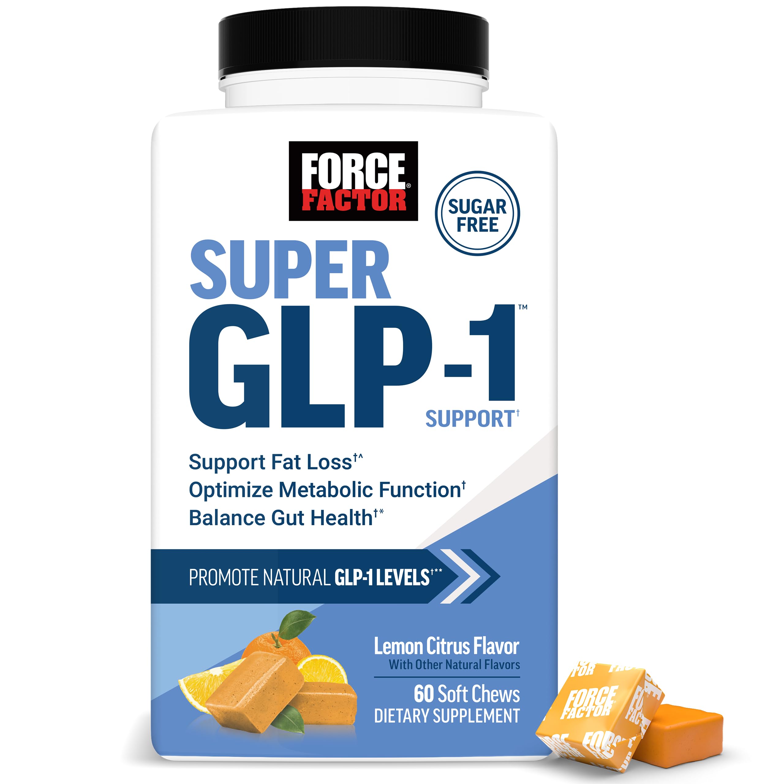 Force Factor empaque frontal mostrando gomitas y beneficio práctico