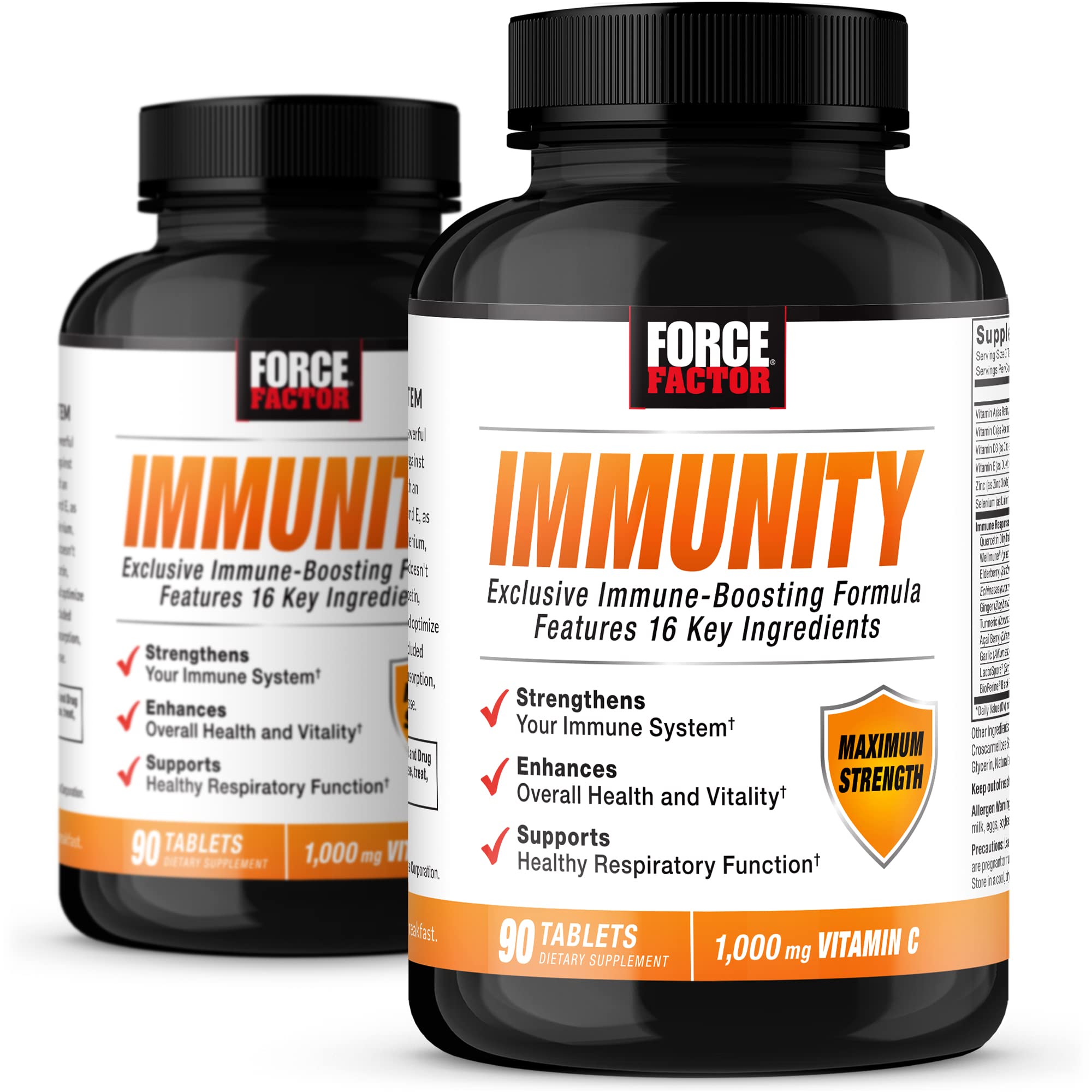 Force Factor envase frontal mostrando el tamaño y beneficios