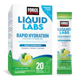 Force Factor empaque frontal mostrando 20 sobres y sabor limón-lima, práctico para llevar