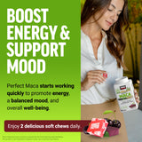 Etiqueta nutricional de Force Factor Perfect Maca mostrando ingredientes y alérgenos