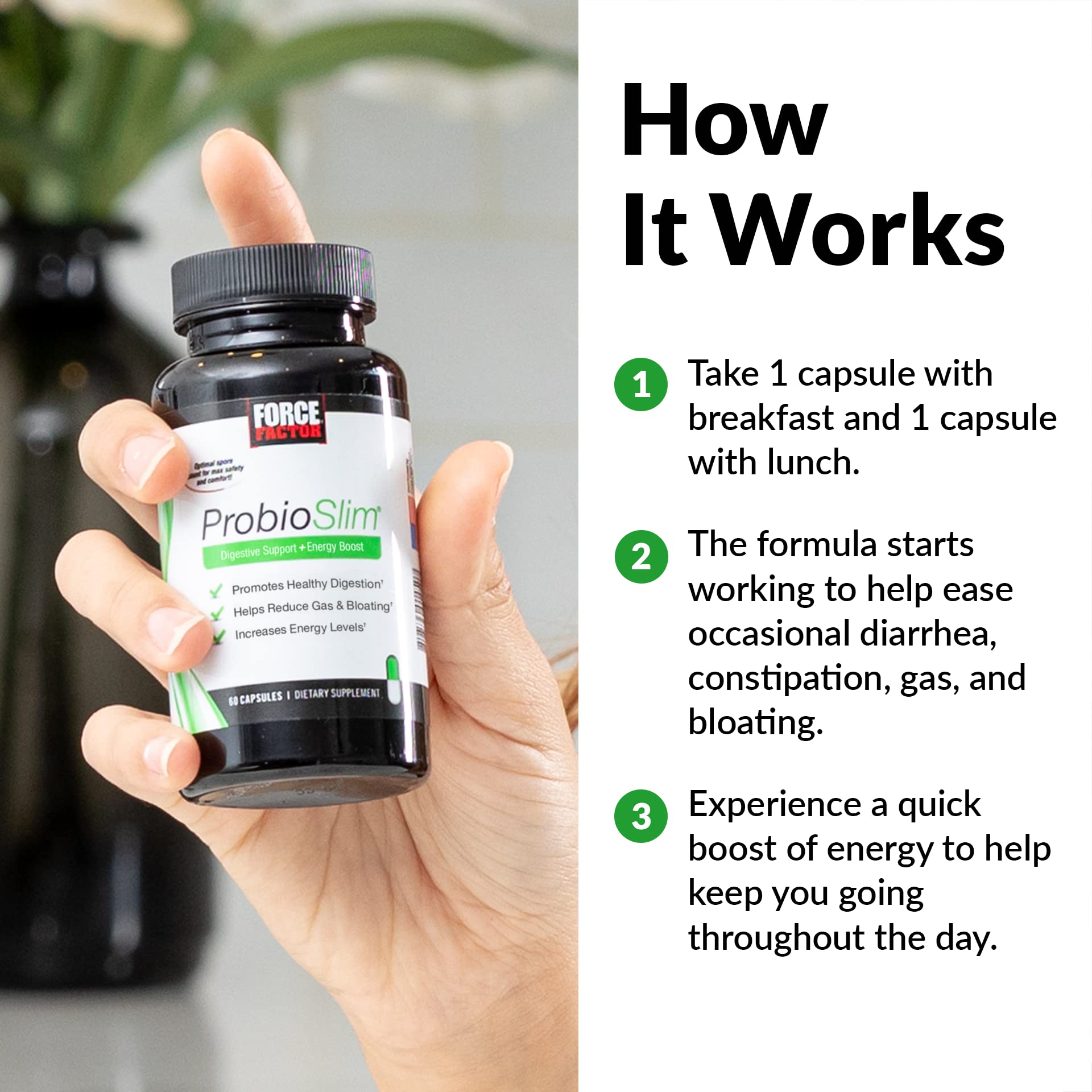 Force Factor etiqueta de ProbioSlim detallando ingredientes y transparencia