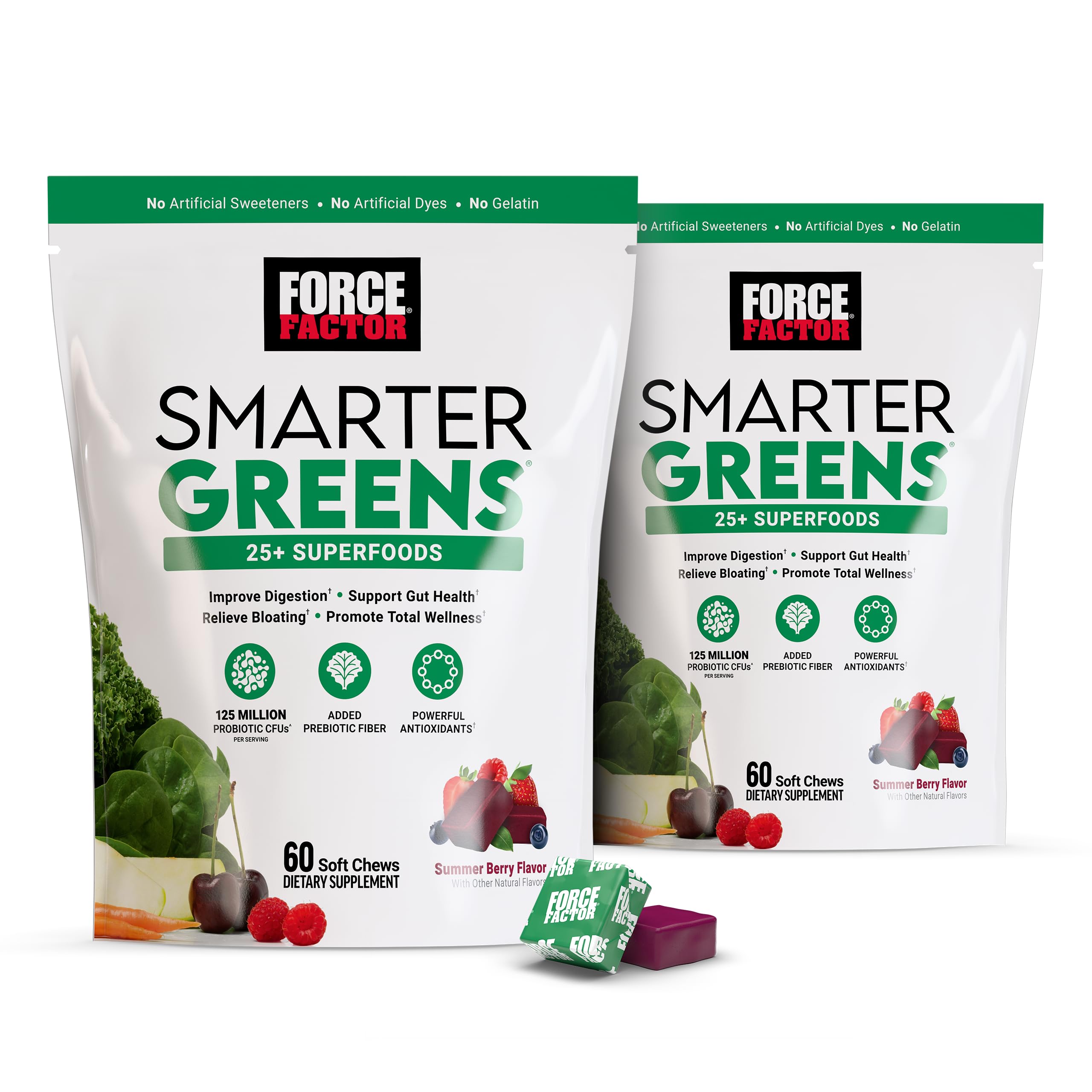 Force Factor frasco frontal del empaque mostrando 120 soft chews y diseño claro