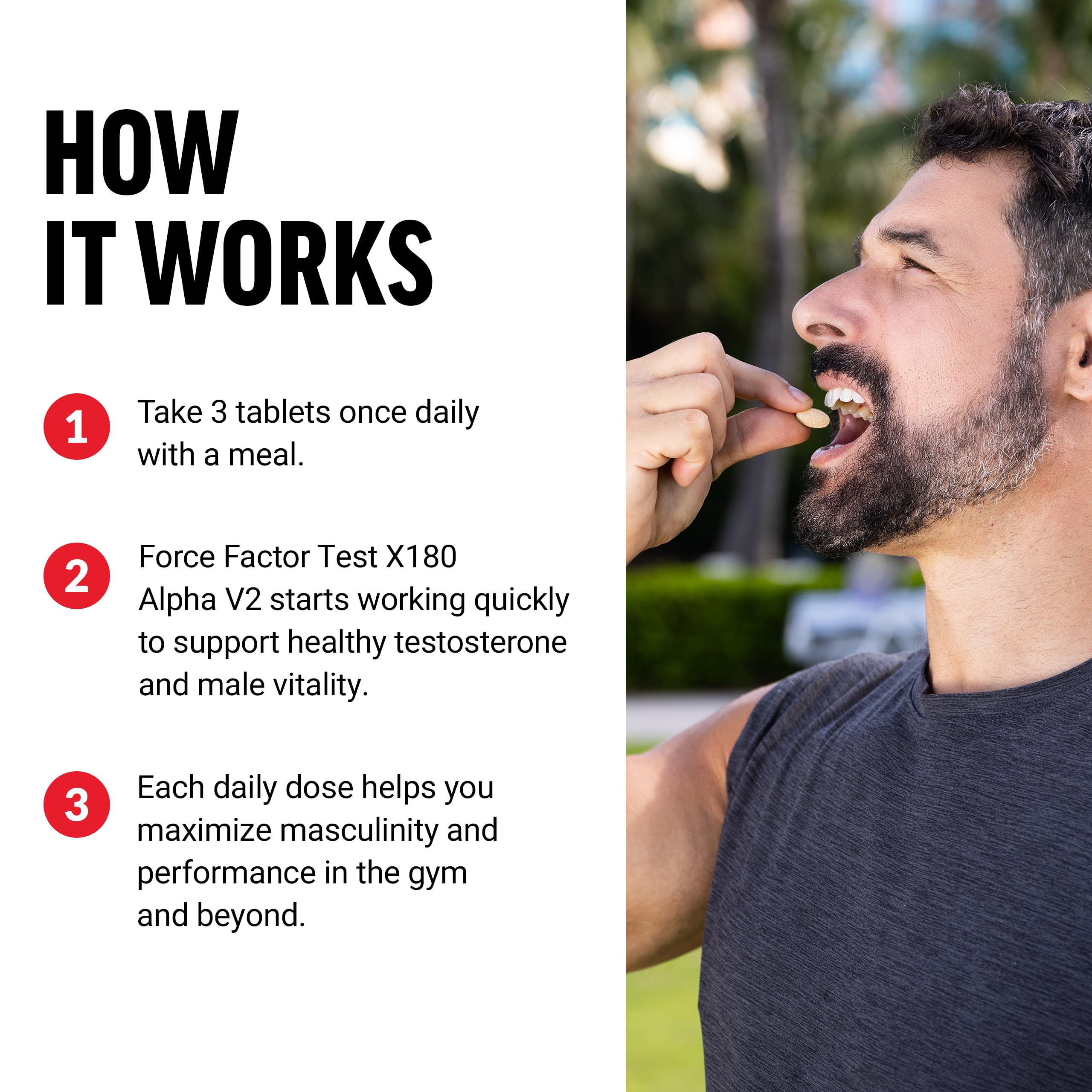 Force Factor etiqueta con lista de ingredientes destacando beneficios
