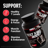 Force Factor etiqueta cercana mostrando lista de ingredientes y beneficios
