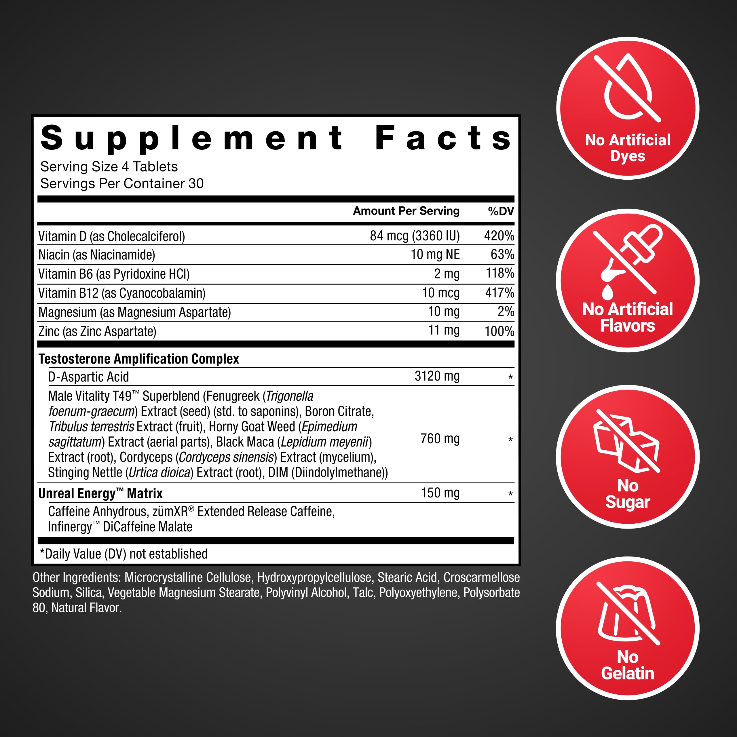Force Factor ingredientes clave (D‑aspartic, zinc, maca) en primer plano