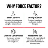 Force Factor comparación de tamaño junto a una mano para referencia visual
