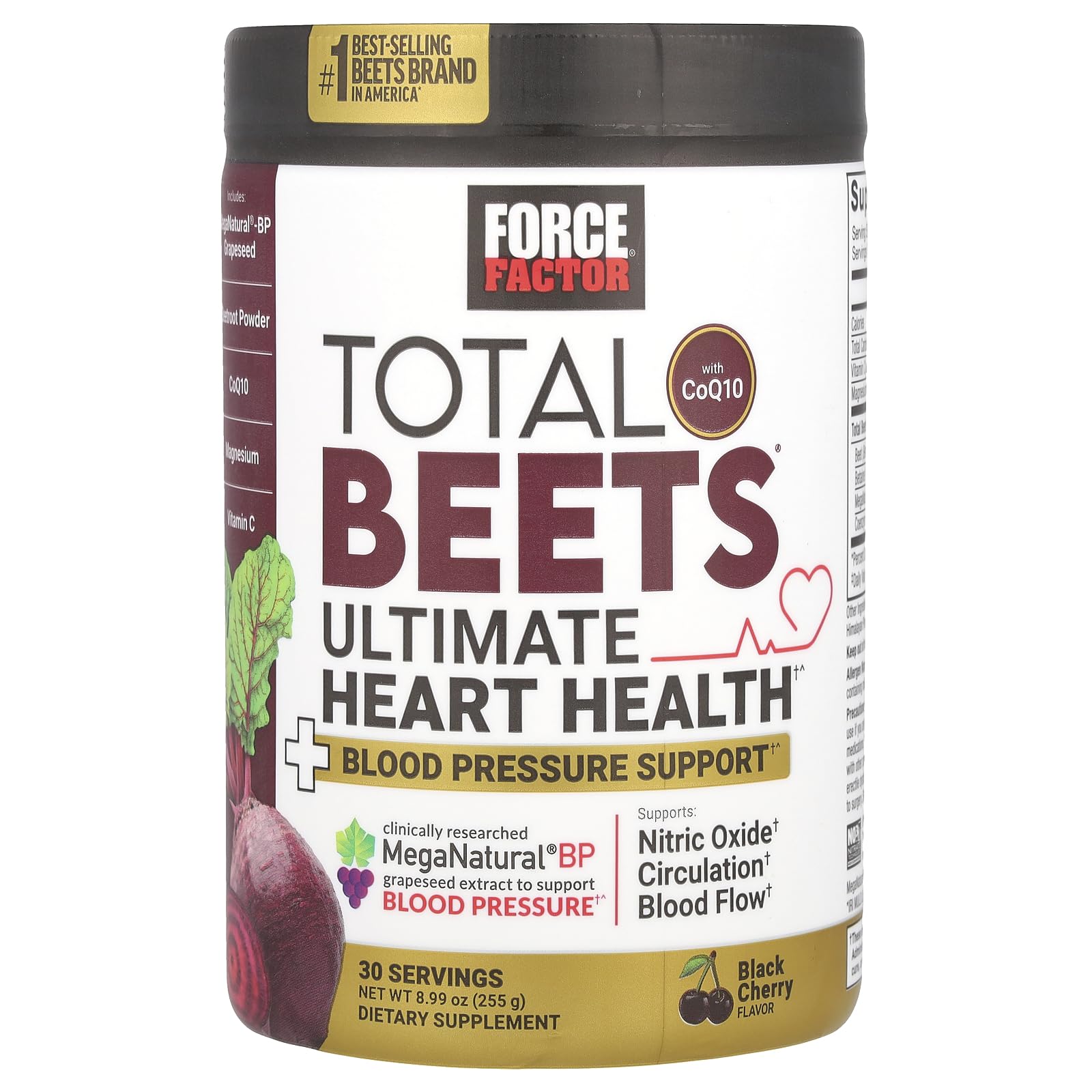 Force Factor ingredientes clave: remolacha, CoQ10 y extracto de semilla de uva