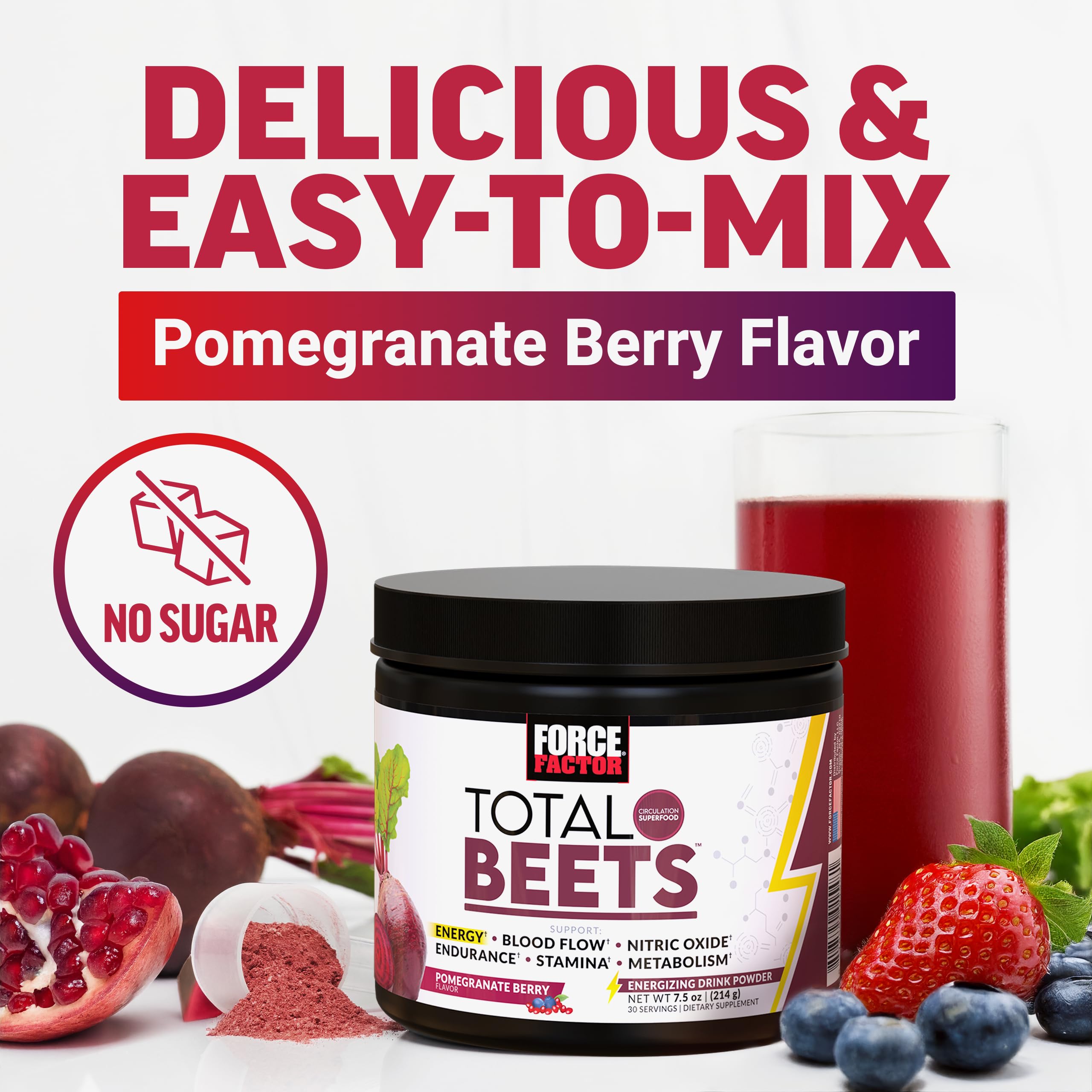 Force Factor vaso con bebida lista, sabor Berry Lemonade refrescante