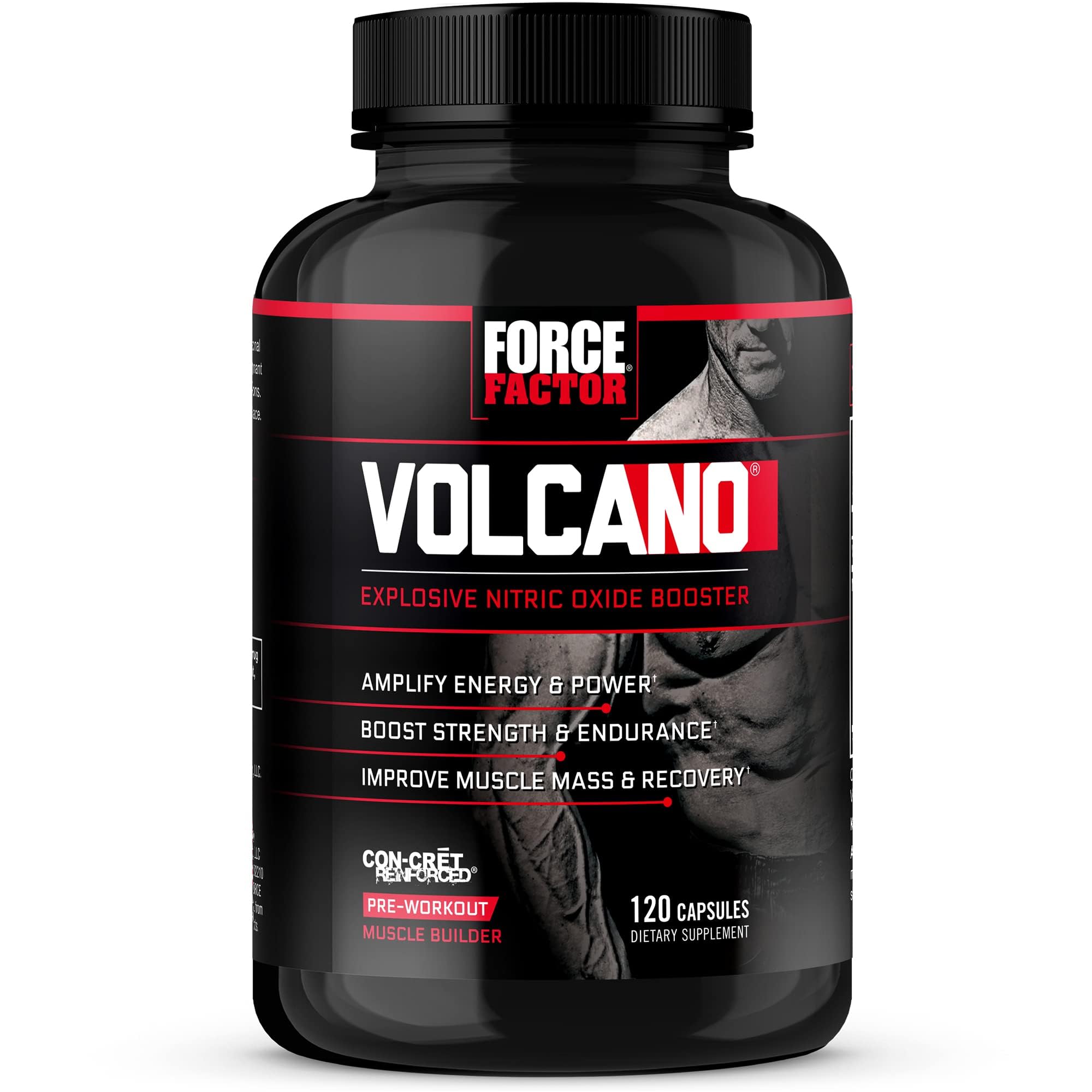 Force Factor VolcaNO presentación frontal con beneficio de energía concentrada