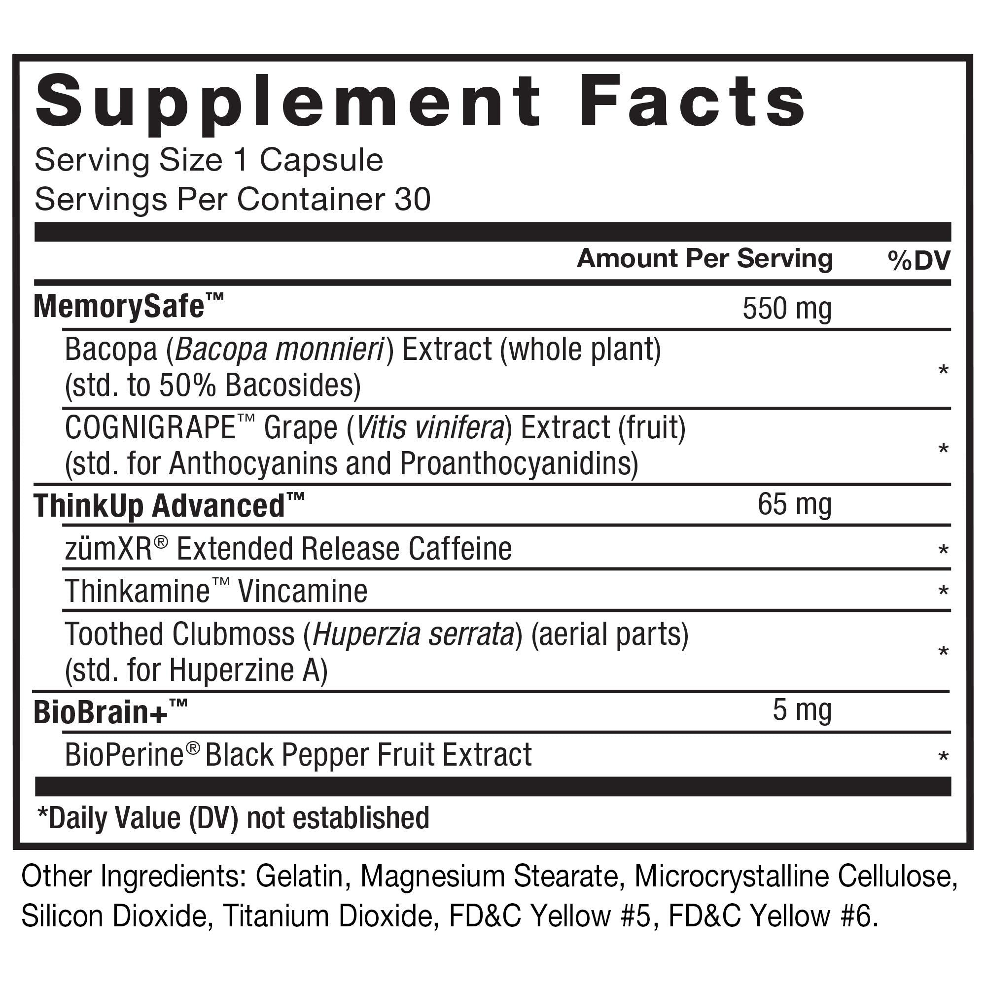 Force Factor Forebrain etiqueta con ingredientes y beneficios claros