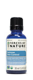 Forces of Nature vista frontal del envase mostrando presentación de 1 fl oz y beneficios