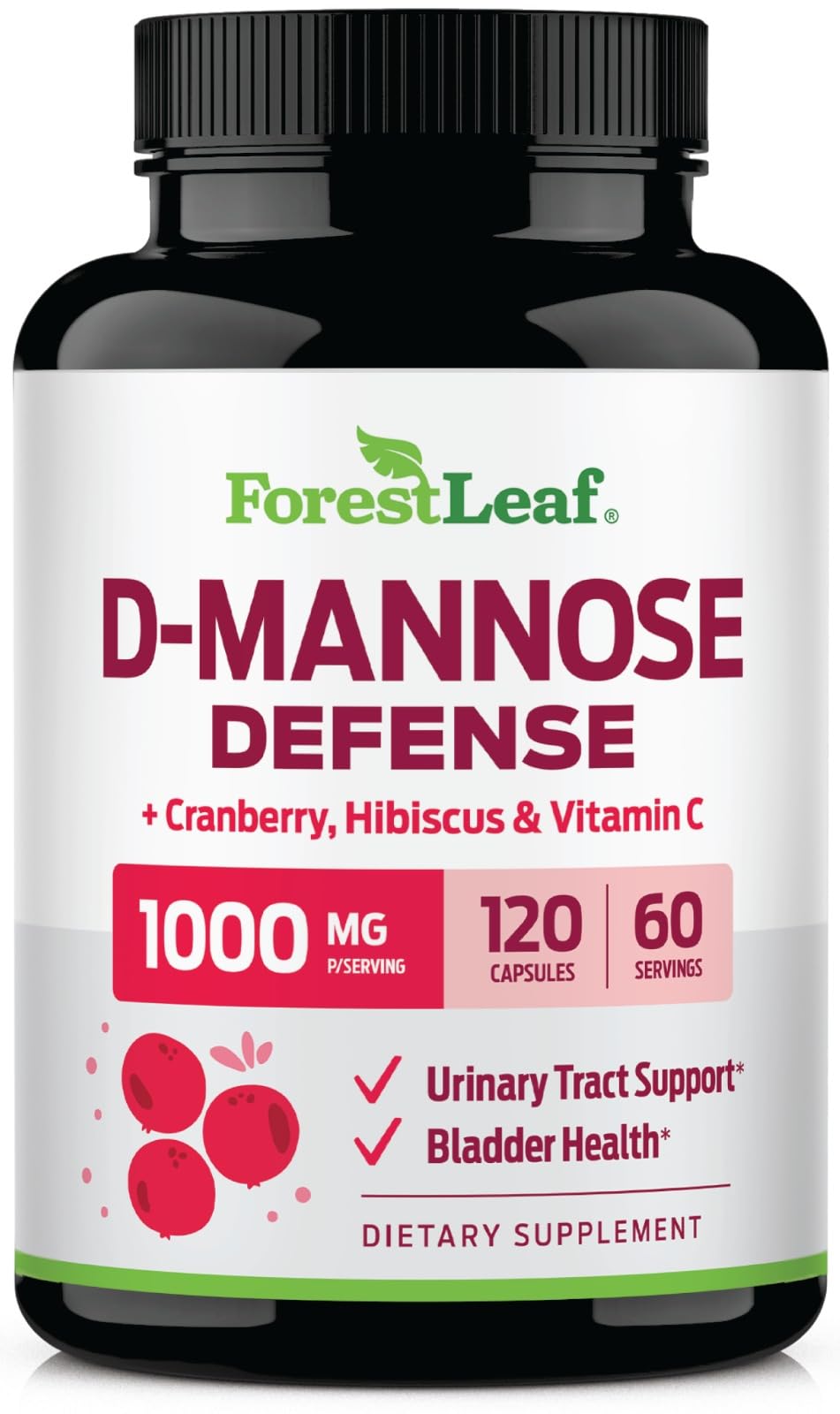 ForestLeaf frasco delantero mostrando etiqueta clara y beneficios