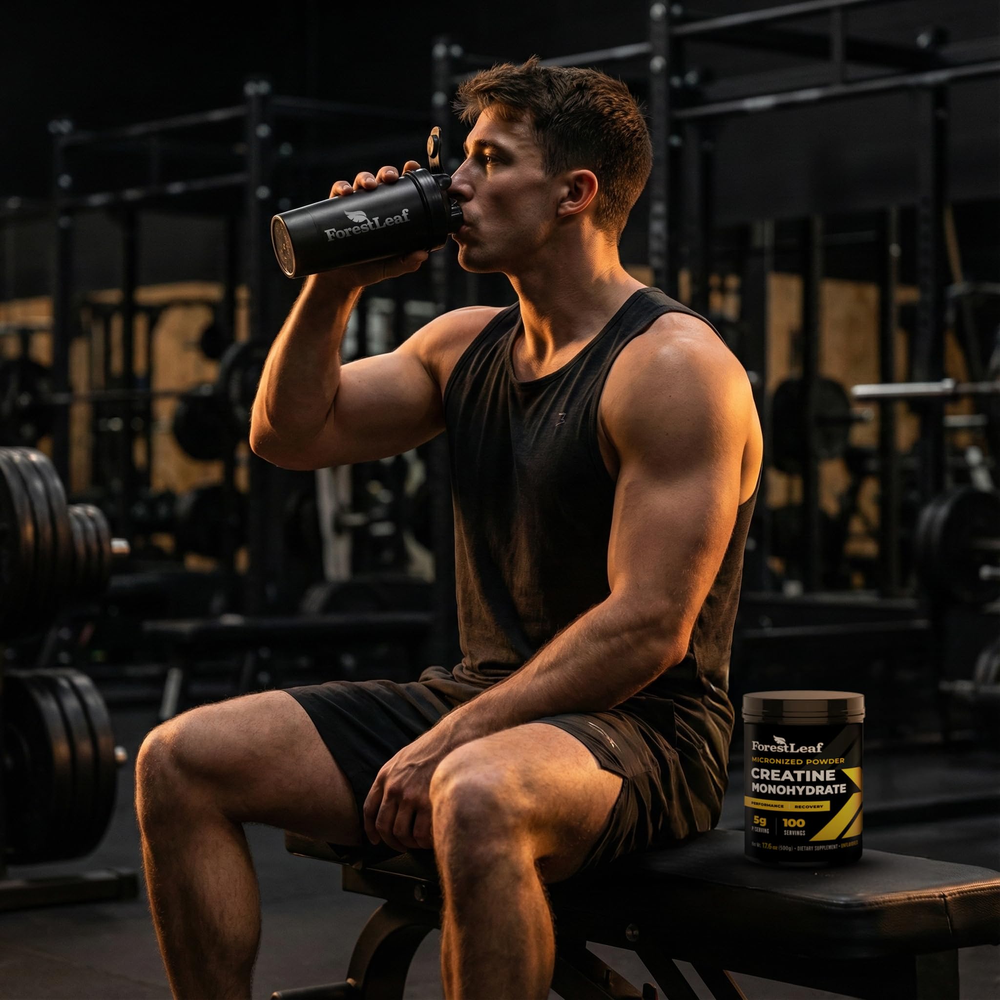 ForestLeaf uso en gimnasio antes del entrenamiento para potencia