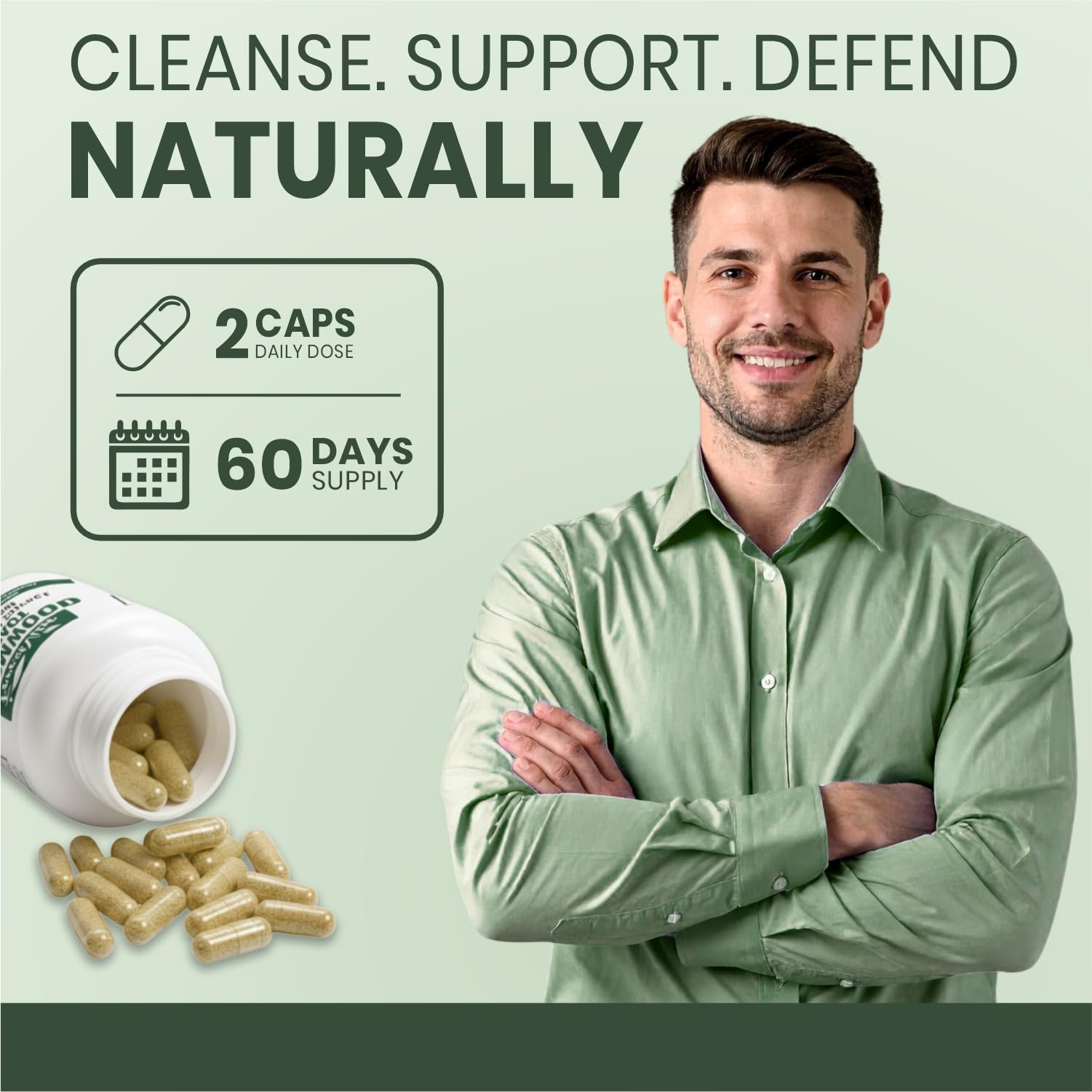 ForestVibe frasco en mesa junto a plantas, sugerencia de uso natural