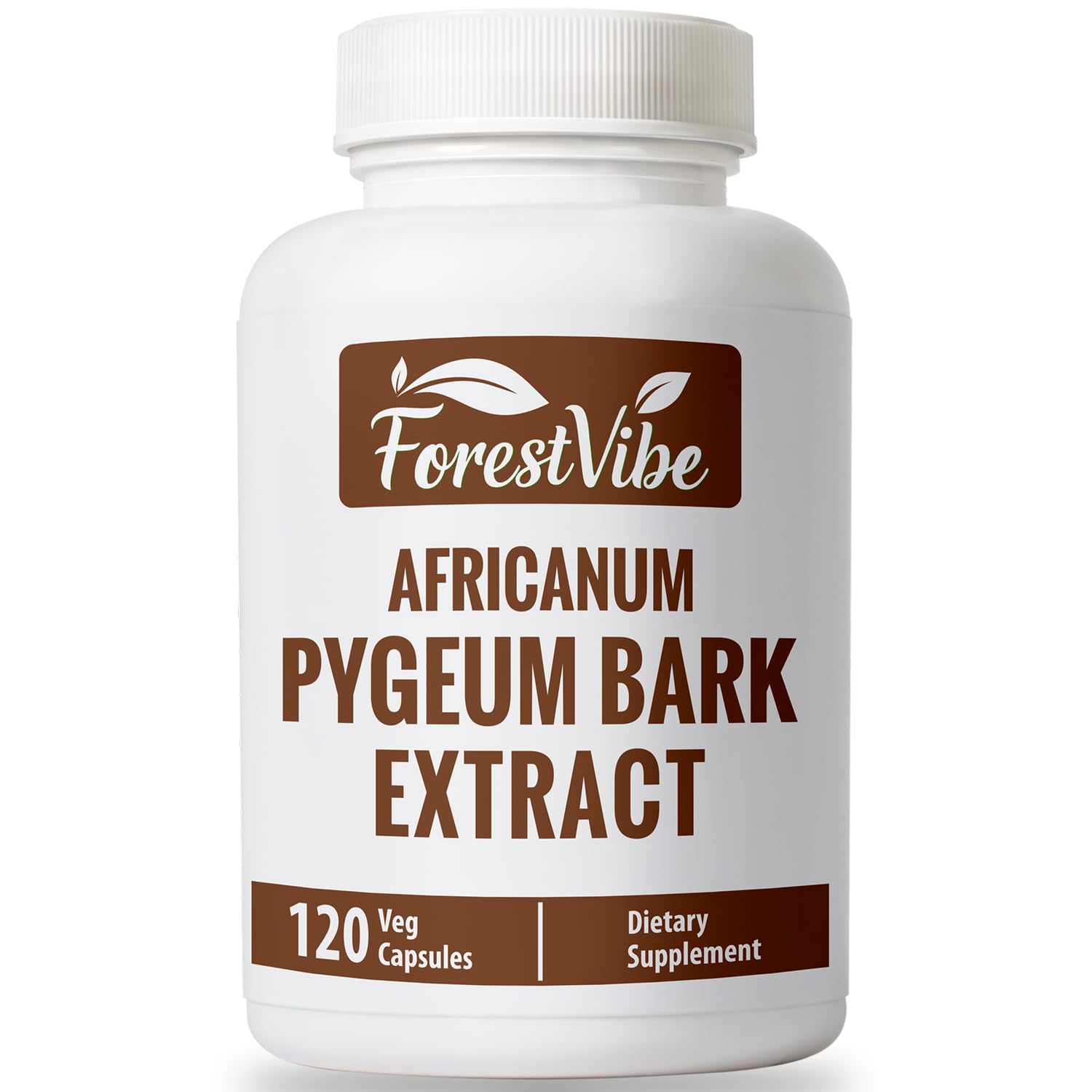 ForestVibe envase frontal pygeum mostrando etiqueta clara y beneficios