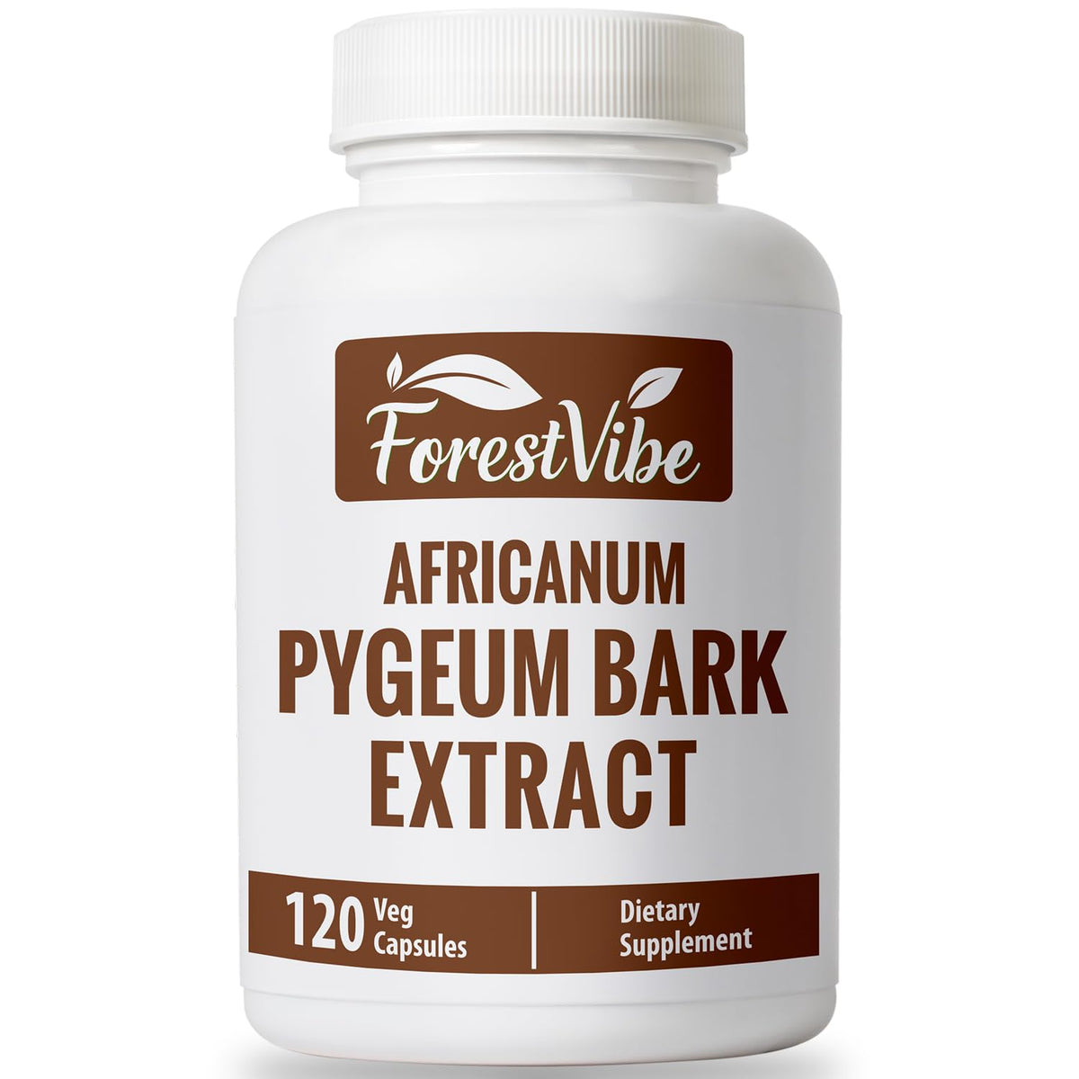 ForestVibe envase frontal pygeum mostrando etiqueta clara y beneficios
