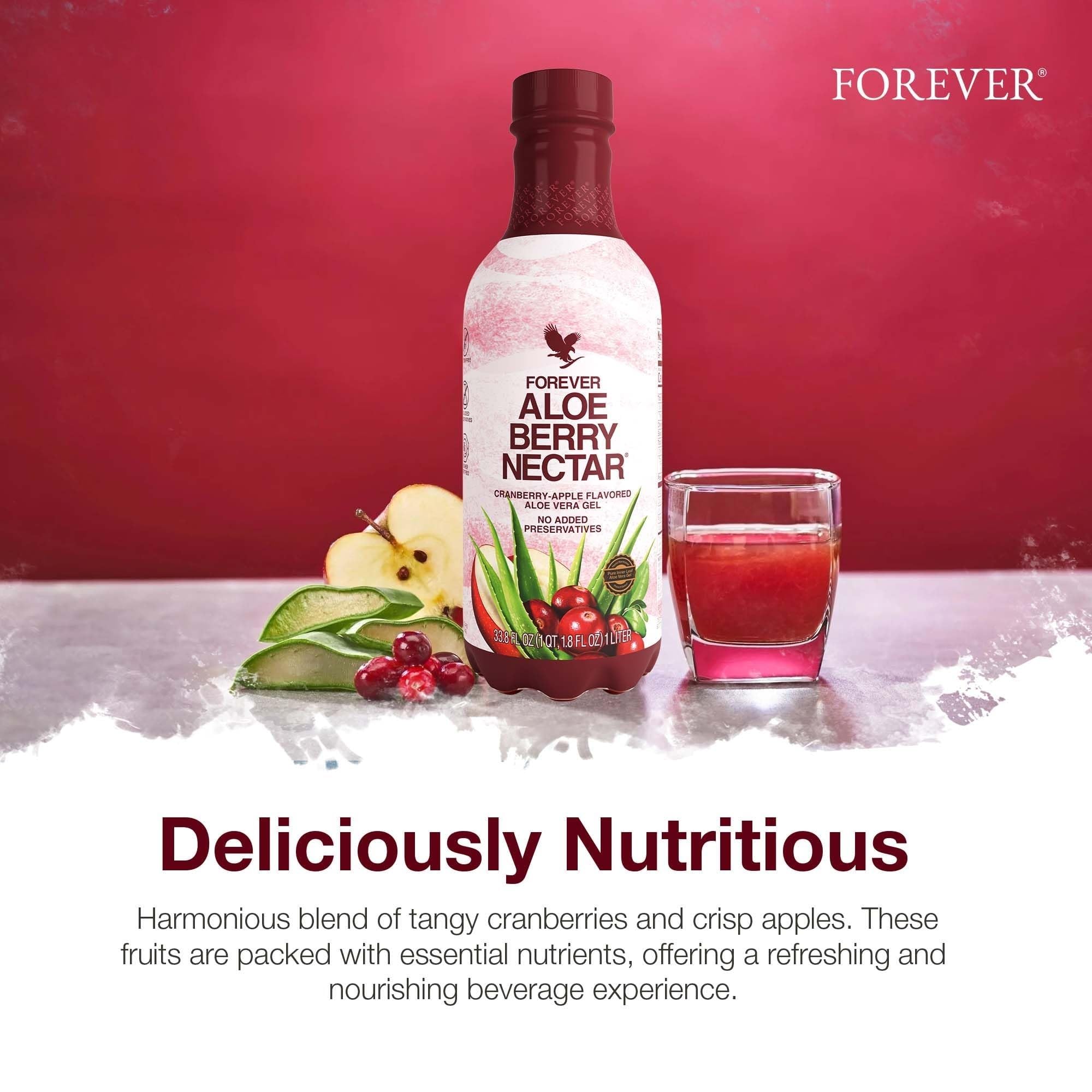 Forever Living etiqueta con información nutricional y sin conservantes, transparencia