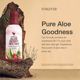 Forever Living arándanos y manzana junto al producto, combinación de sabor visible