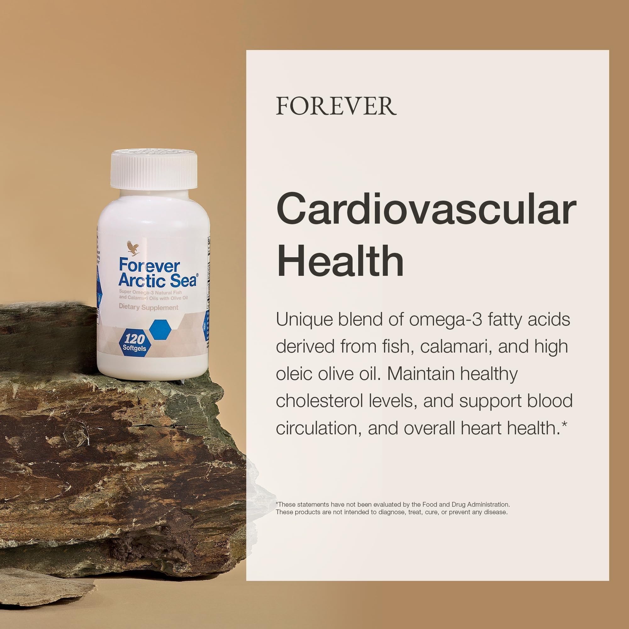 Forever Living Arctic Sea etiqueta con lista de ingredientes marinos y beneficios informativos