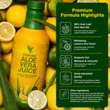 Forever Living botella abierta con vertido, beneficio: facilidad de uso y servicio