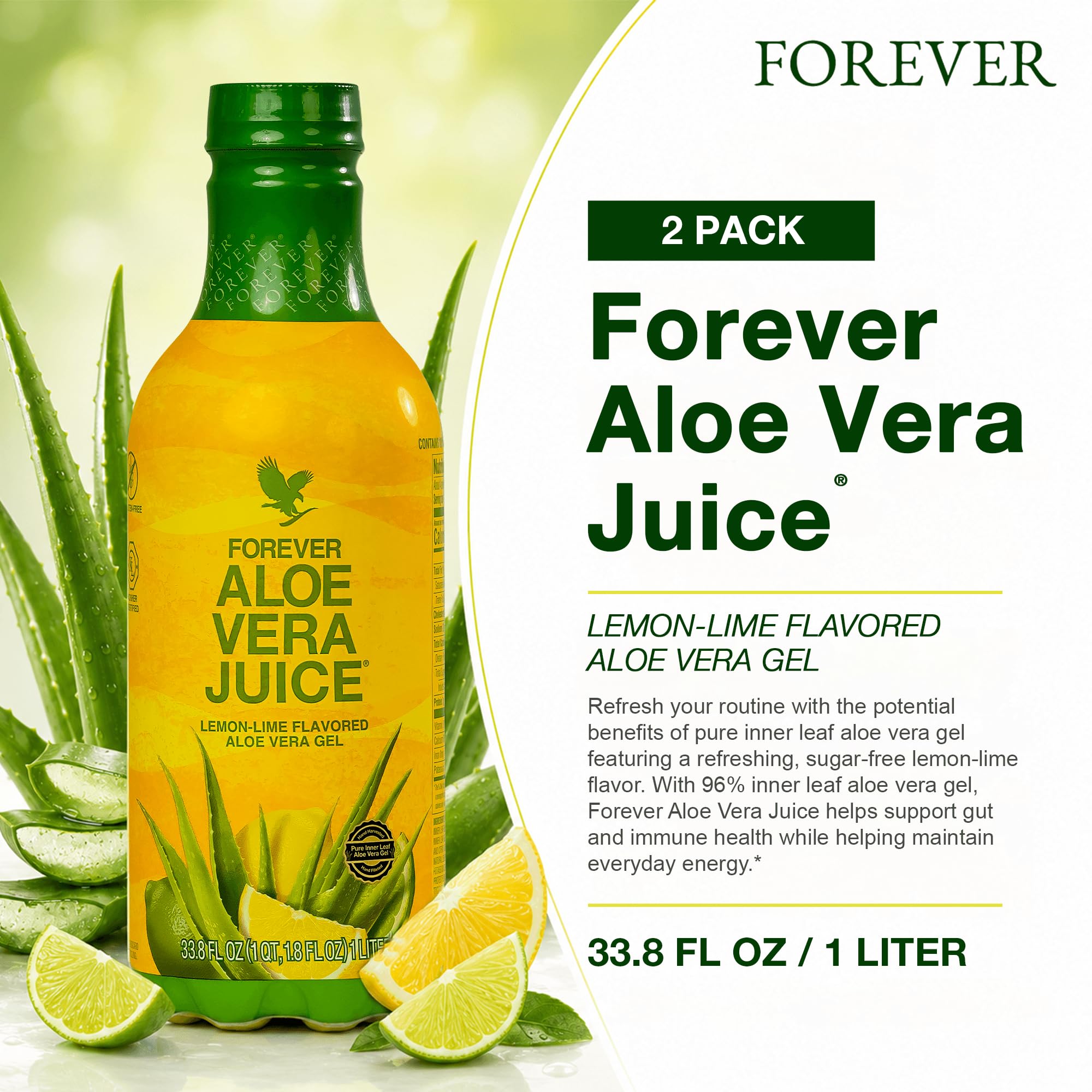 Forever Living primer plano de la pulpa de aloe dentro del líquido, beneficio: textura natural