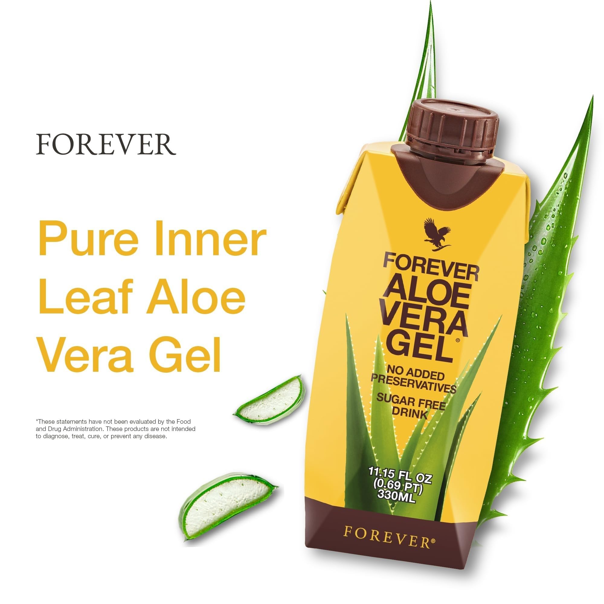 Detalle de la etiqueta Forever Living aloe con información visible, transparencia del producto