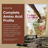 Forever Living cuchara con medida de polvo destacando 17 g de proteína