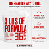 Formula 369 comparado con una mano para mostrar escala del envase 3 lb