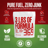 Formula 369 etiqueta nutricional visible con 75 mg de cafeína por porción