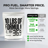 Formula 369 polvo en primer plano con textura fina y fácil disolución