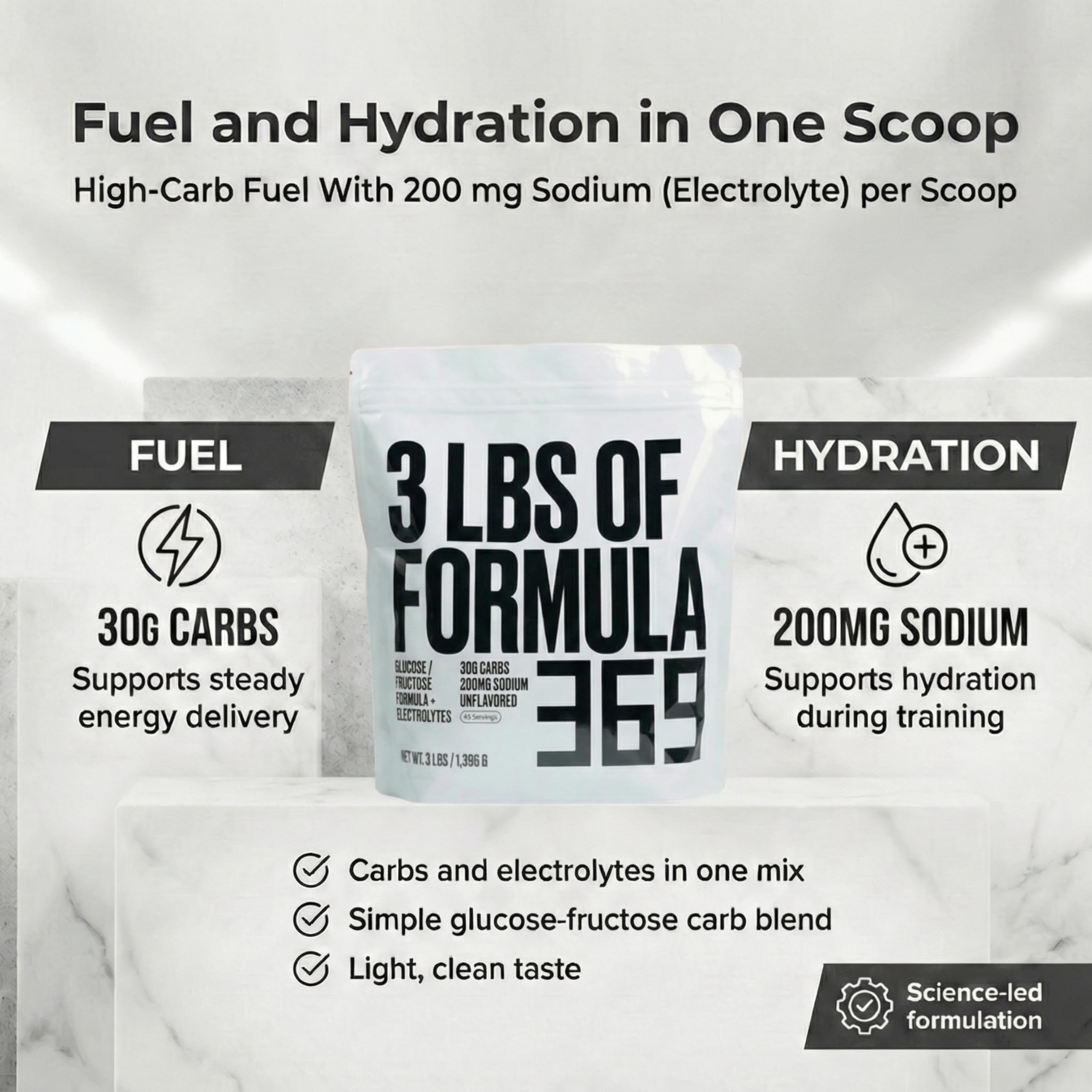 Botella de deporte con Formula 369 preparada, hidratación y energía en ruta