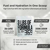 Botella de deporte con Formula 369 preparada, hidratación y energía en ruta