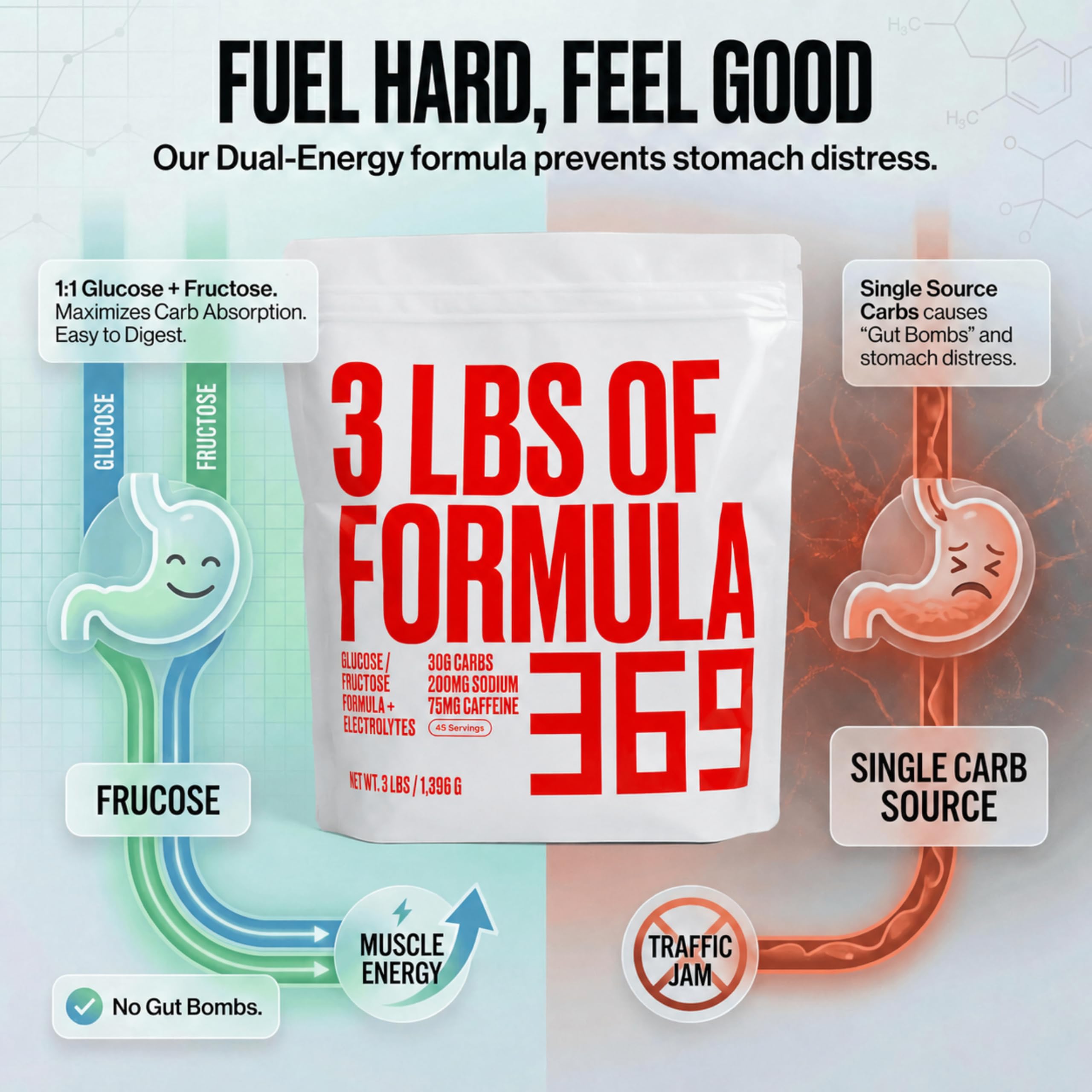 Formula 369 scoop servido en vaso preparado en agua para consumo inmediato