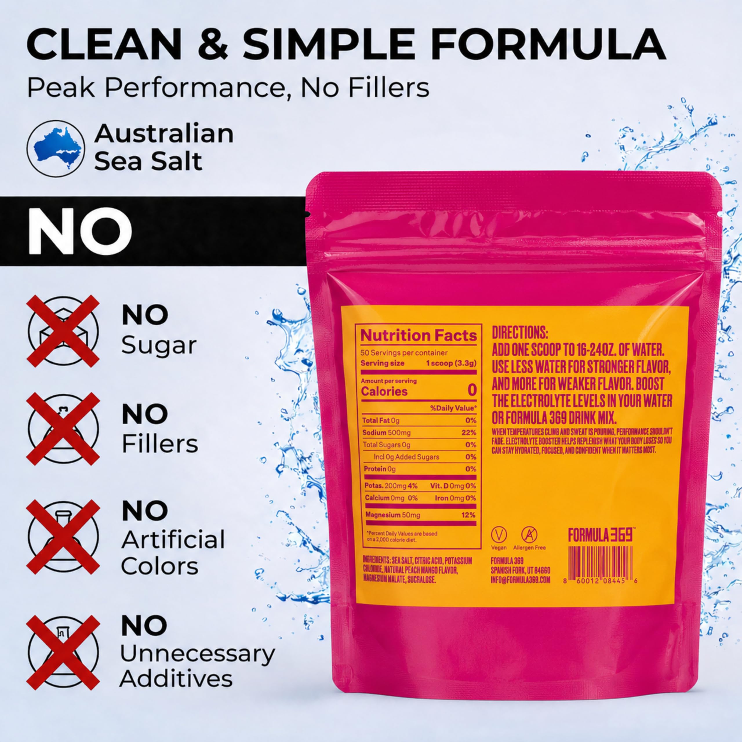 Formula 369 mezclado en botella de agua listo para beber durante entrenamiento