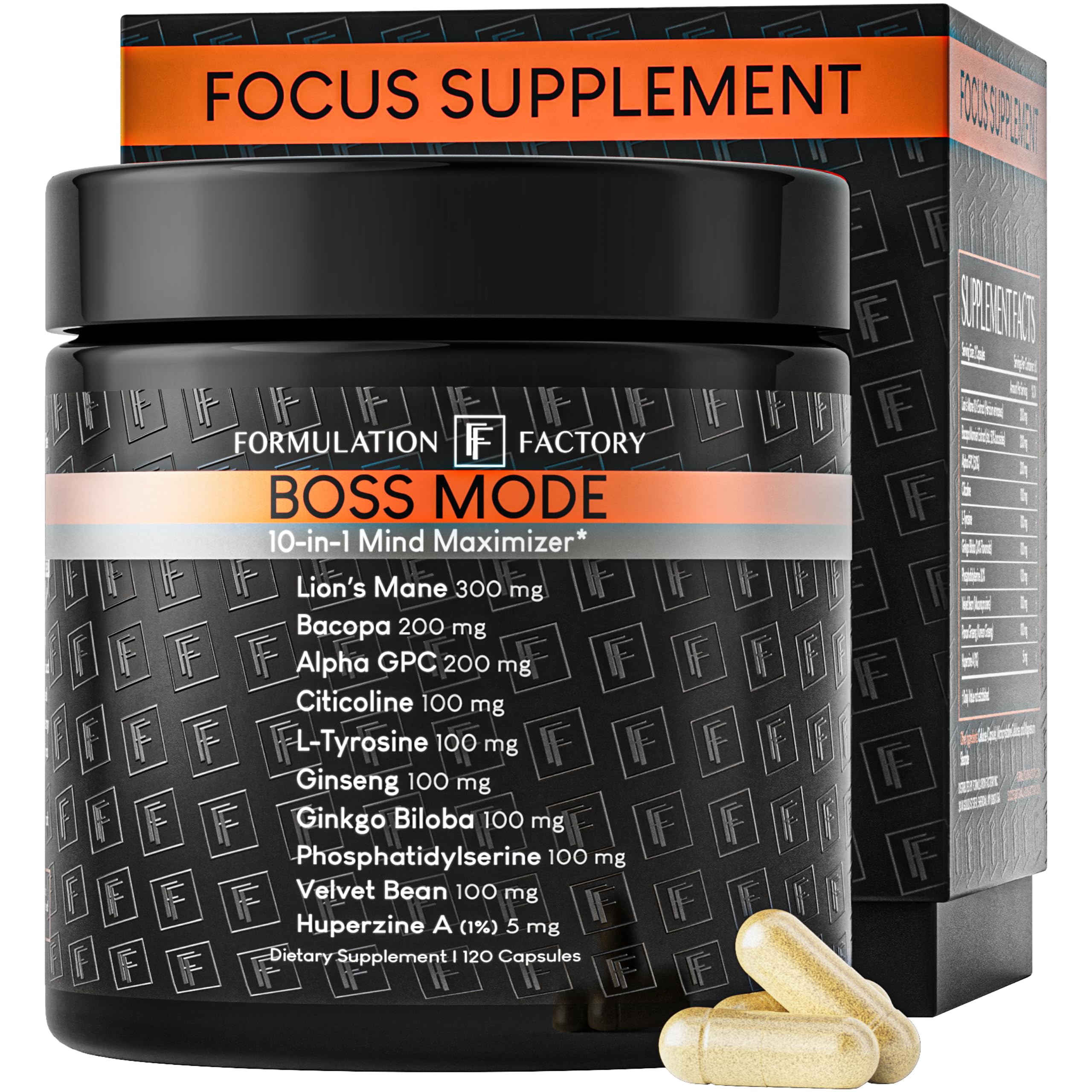 Formulation Factory frasco BOSS Mode frontal, presentando aspecto profesional y confianza