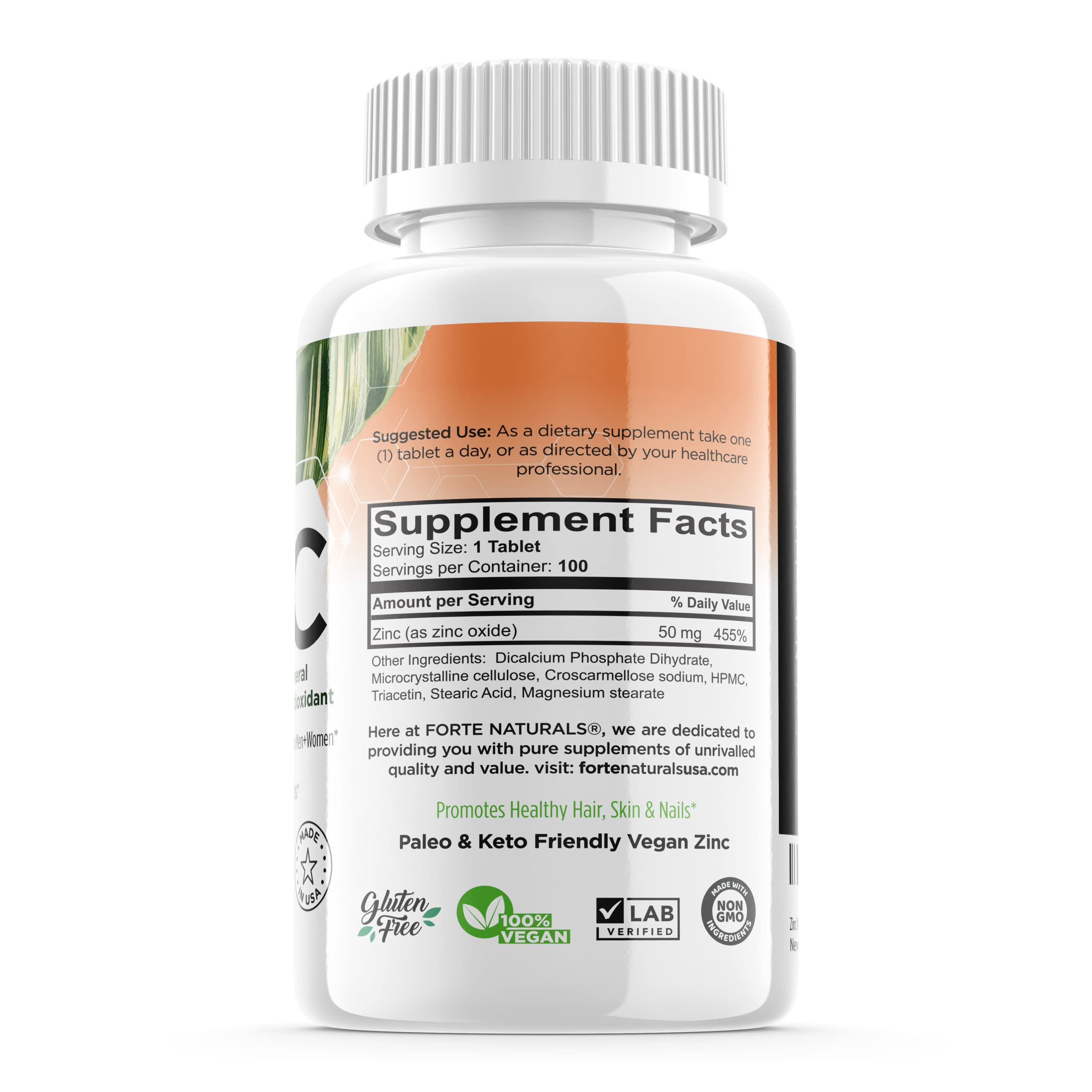 FORTE NATURALS detalle de textura de la tableta fácil de tragar