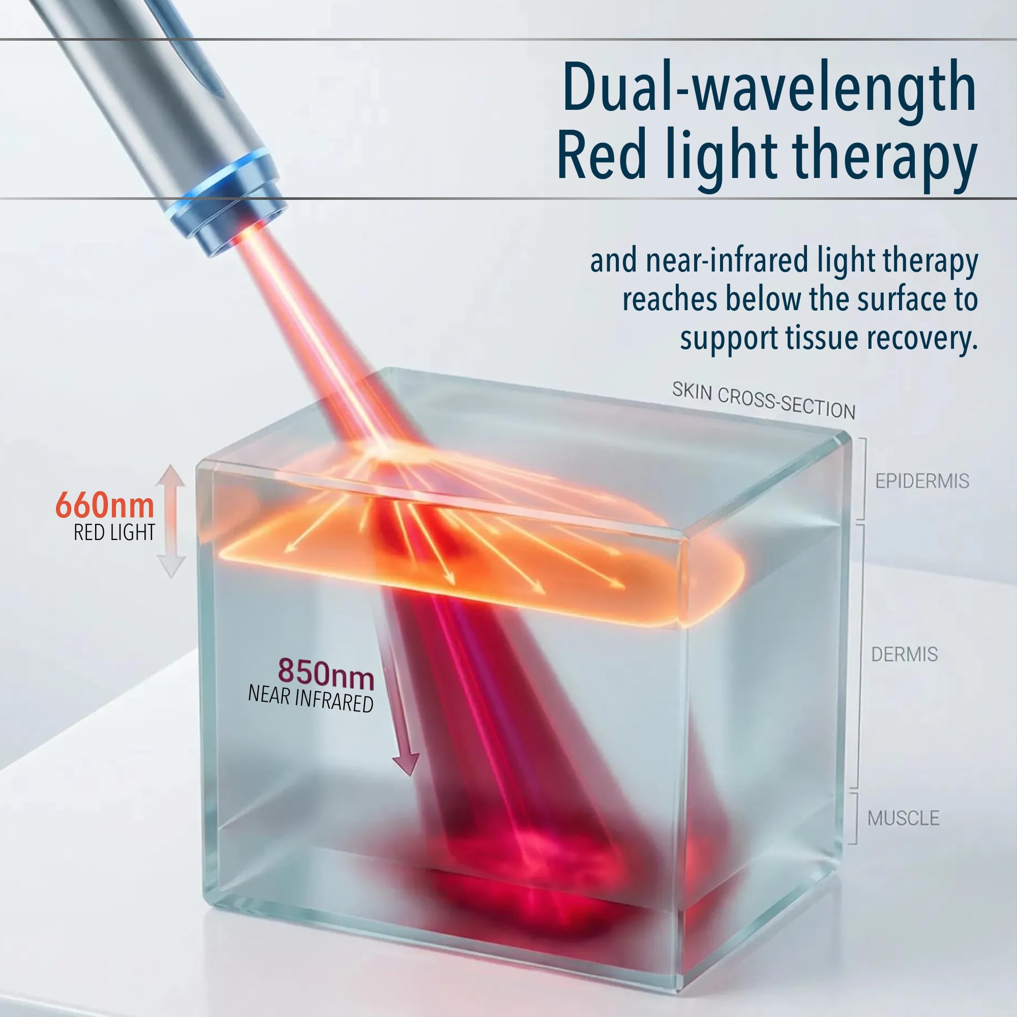 FORTHiQ RED+ primer plano de los 52 LEDs que ofrece exposición uniforme y calor envolvente