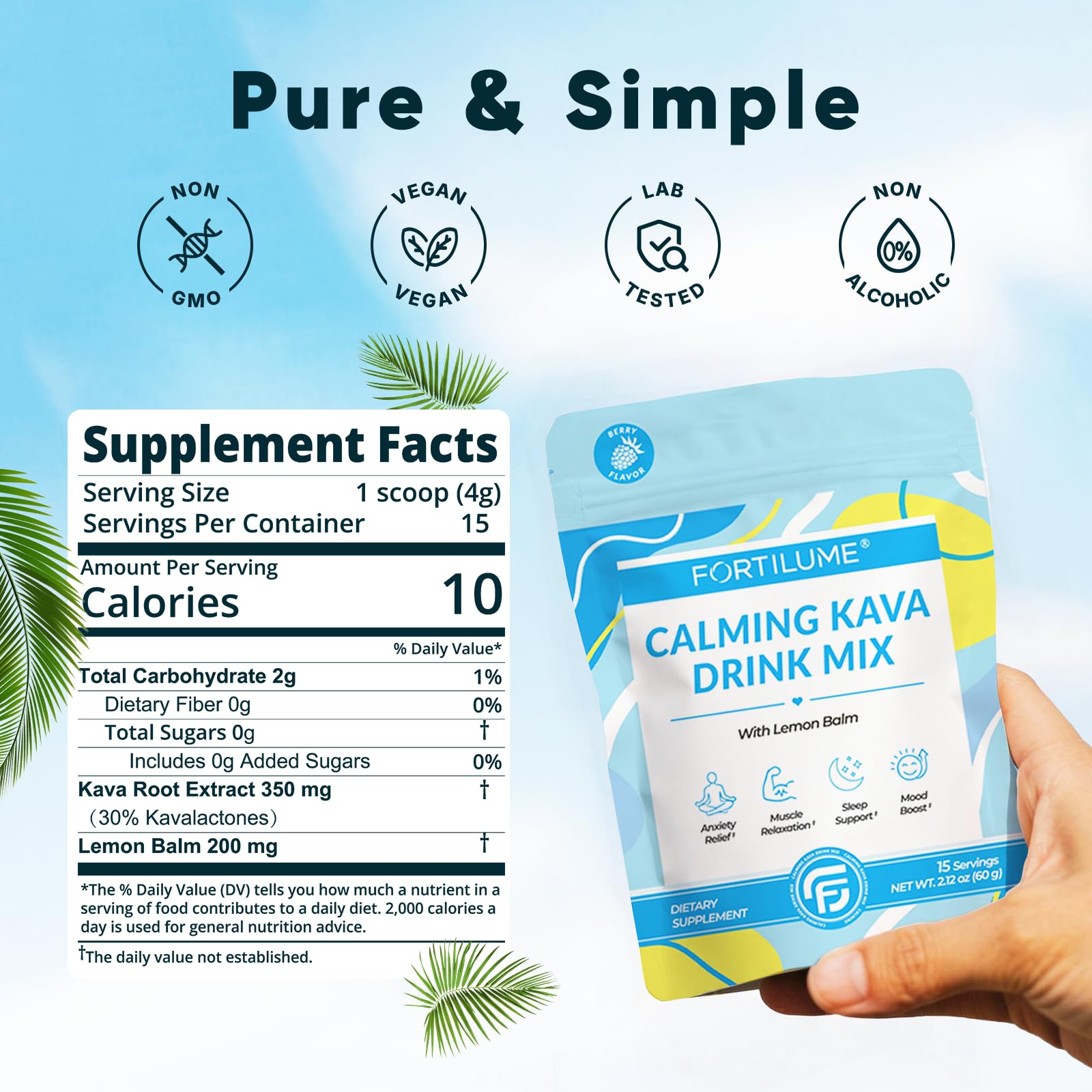 FORTILUME bebida Berry servida en vaso, refrescante y baja en calorías