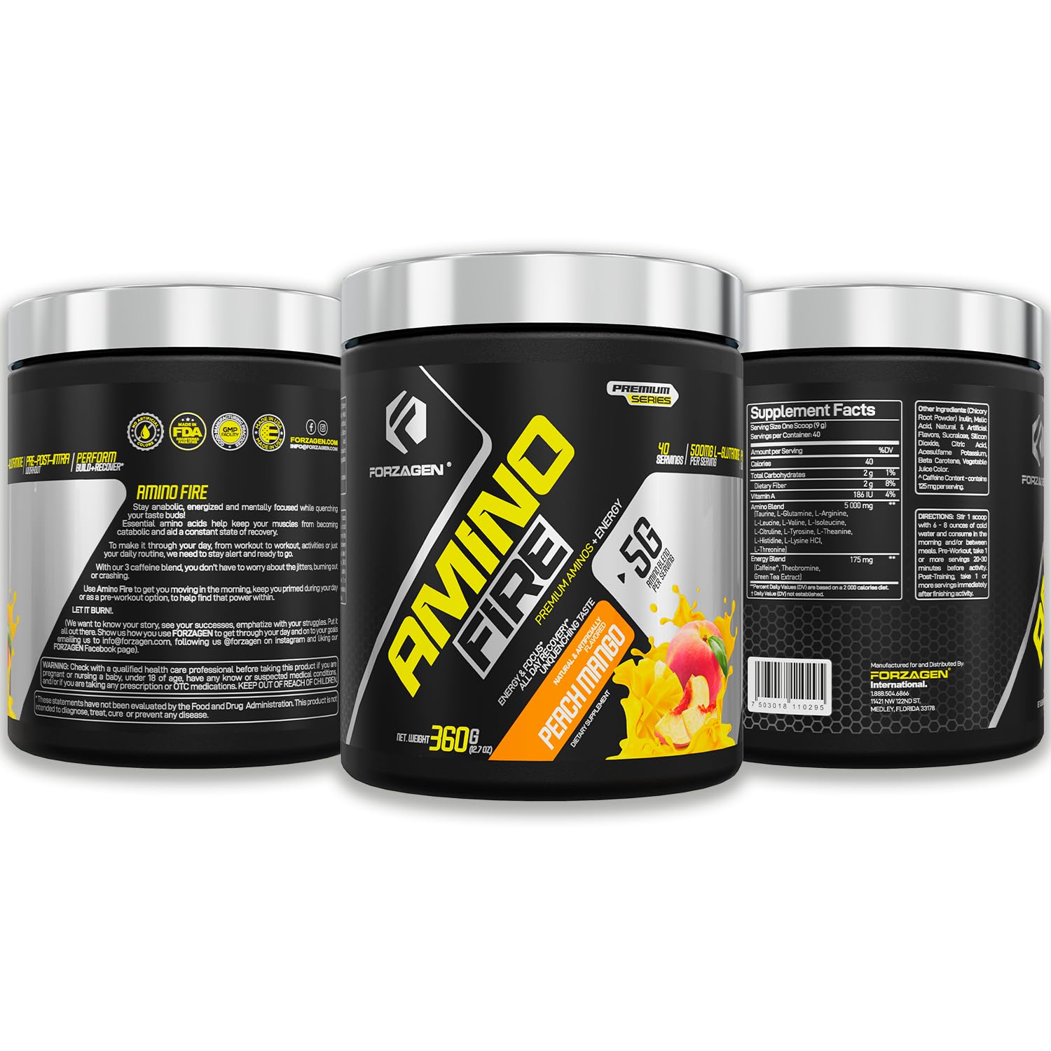 Forzagen Amino Fire polvo cerca para ver textura y fácil disolución