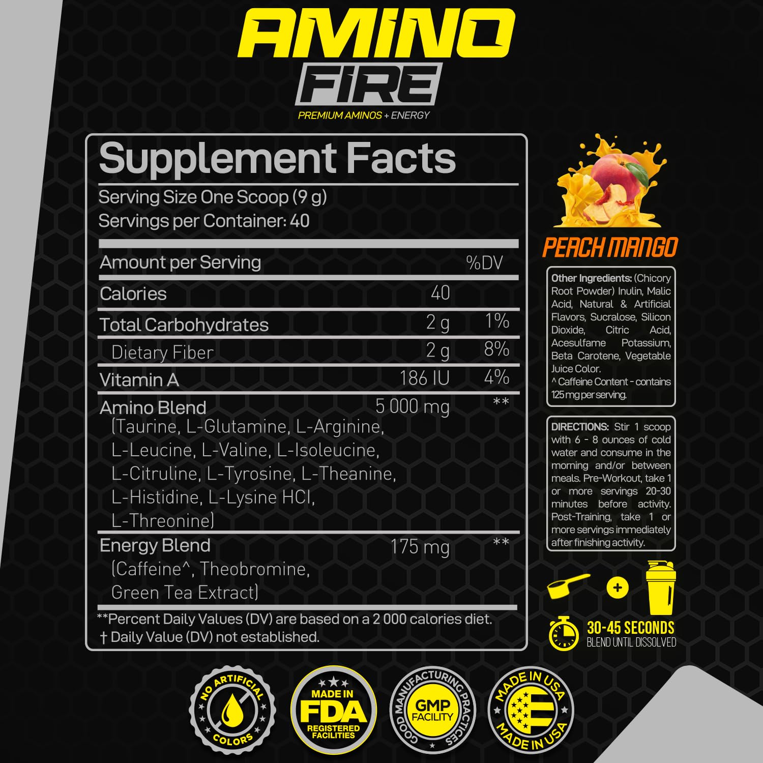 Forzagen Amino Fire vaso mezclado en uso ofrece energía y sabor