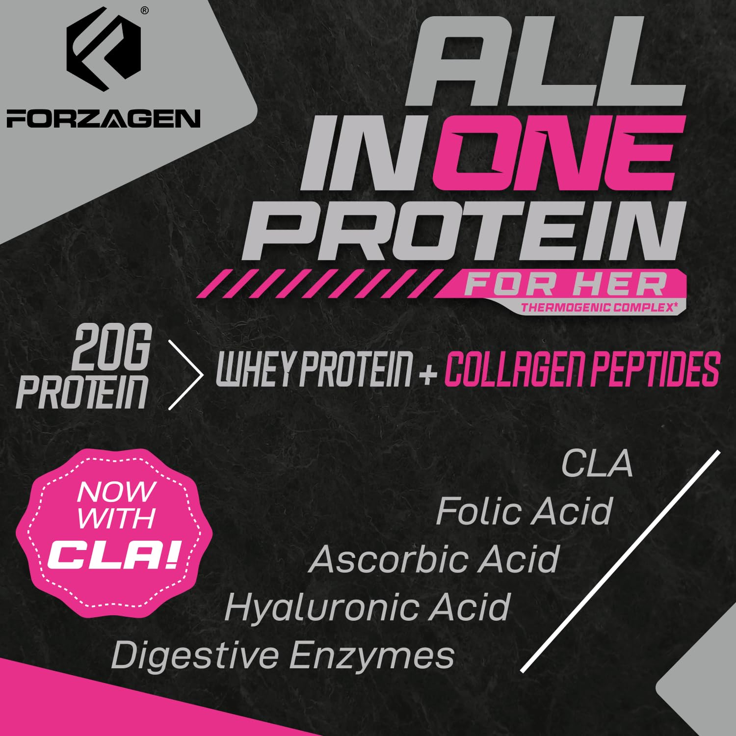 Forzagen detalle de etiqueta con lista de ingredientes y dosis